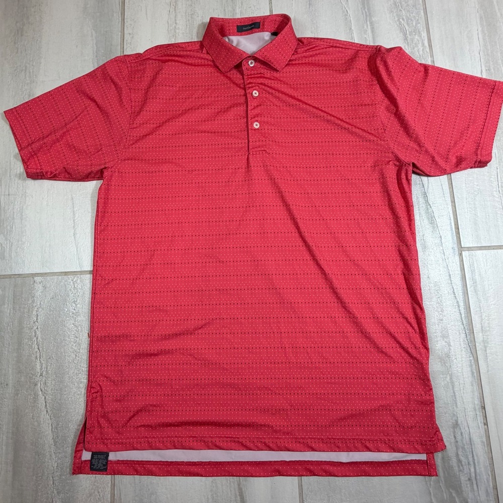 Turtleson Mens Large Red Micro Dot Performance Golf Polo Shirt Short Sleeve L